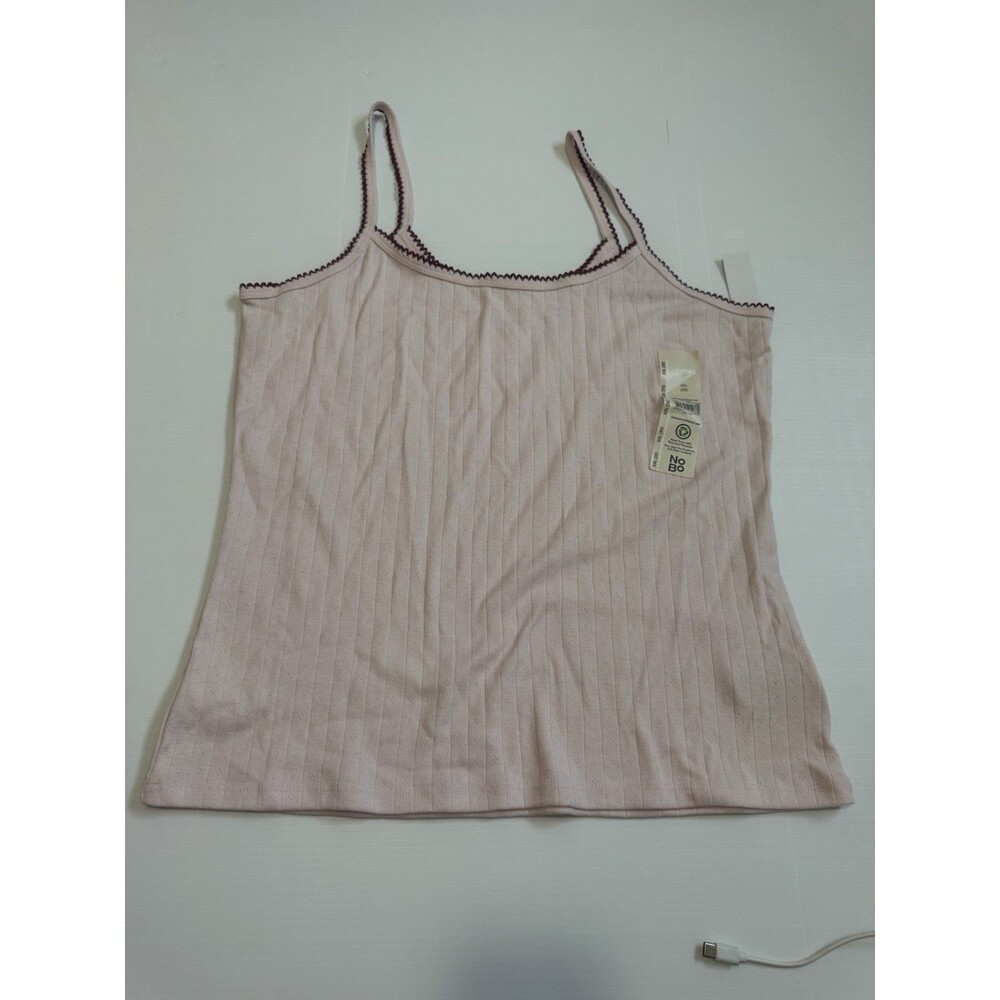 No Boundaries Women’s XXL 20 Pink Pointelle Ribbed Cami Tank Top NWT